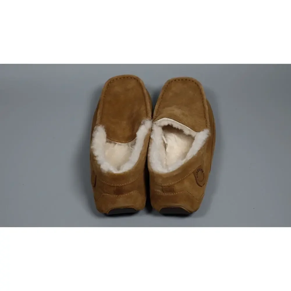 Fireside By Dearfoams Men Melbourne Genuine Shearling Moccasin Slippers Size 11